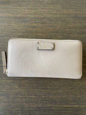 KATE SPADE GROVE STREET NEDA ZIP AROUND WALLET - Almondine (Beige) Gold Hardware